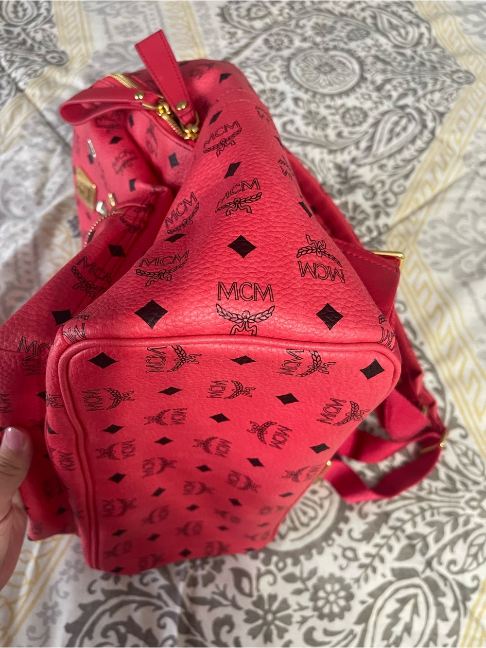 MCM studded hot pink backpack like new! Authentic - Picture 8 of 13